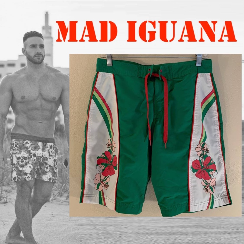 Mad Iguana Swim Trunks Small 100% polyester